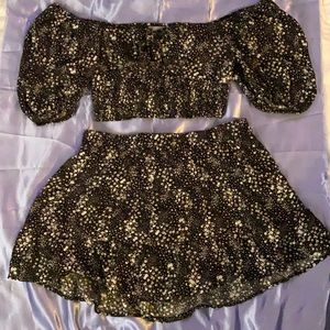 Cropped floral blouse and skirt